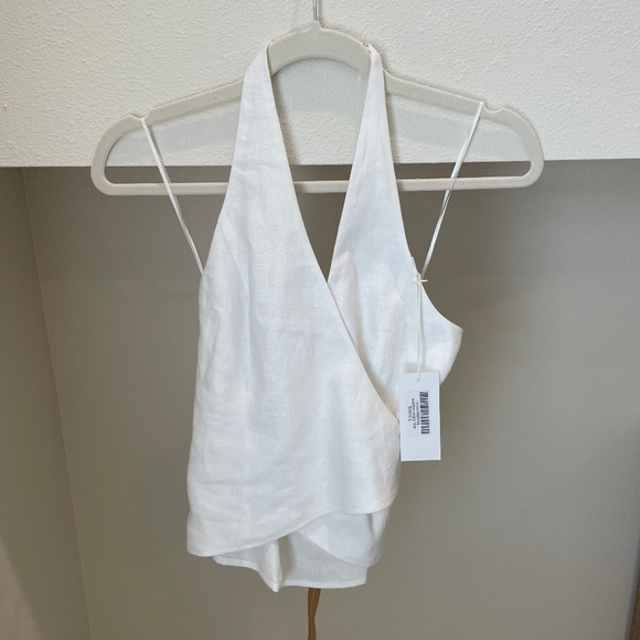 NWT Reformation Raven White Linen Top (Size L) - Picture 4 of 8